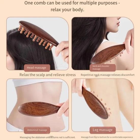 2Pcs Scalp Massage Sandalwood Hair Brush, Head Massager Wooden Comb for Men Women, Anti-Static Wide Tooth Hair Growth Brush