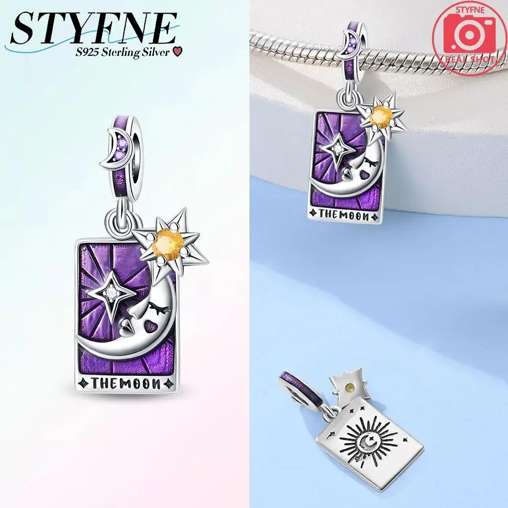 Exquisite Tarot Card Pendant Stars Moon Sun Original Copper Charms Beads Fit Bracelet Women Fine Delicate Gift Accessory Set