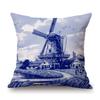 Traditional Deflt Blue Royal Holland Wildmill Toile De Jouy Art Decoration Sofa Throw Pillow Case Cotton Linen Cushion Cover