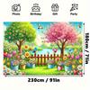 1pc Vibrant spring Garden party polyester banner, suitable for wall decoration, home and garden decoration