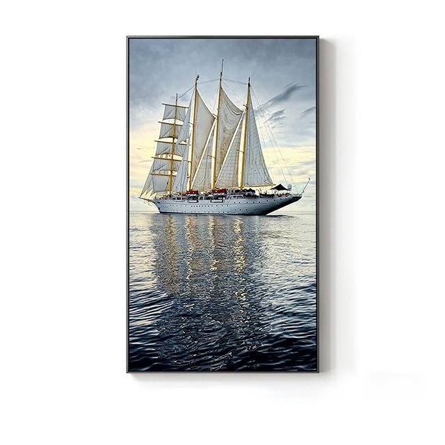 Sailboat Backlight Posters and Prints Ocean Landscape Canvas Paintings Wall Art Picture Home Decor for Living Room Bedroom