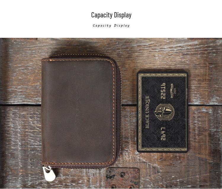 Vintage Crazy Horse Leather Accordion Card Holder with Multi-Card Slots, Coin Purse & Driver's License Pocket for Men and Women