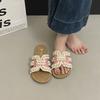 2025 summer new small fragrant cool slippers women's wear niche design sense pearl seaside beach one-word drag