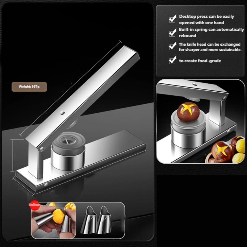 Durability 304 Stainless Steel Chestnut Opener Press Type Effortless Single Hand Use And Corrosion Resistance