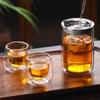 Portable High Borosilicate Double-Layer Glass Tea Infuser with Water Separation Filter for Home and Office Use