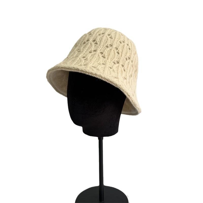 Knitted Double-sided Fisherman's Hat Children Autumn and Winter Black Plain Face Covering Bucket Hat Showing Face Small Warm Basin