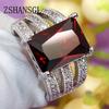 Luxury Solid Silver color filled Rings for Women Wedding Red AAA CZ Hollow-out Jewelry Valentine's Day Gift Big Promotion