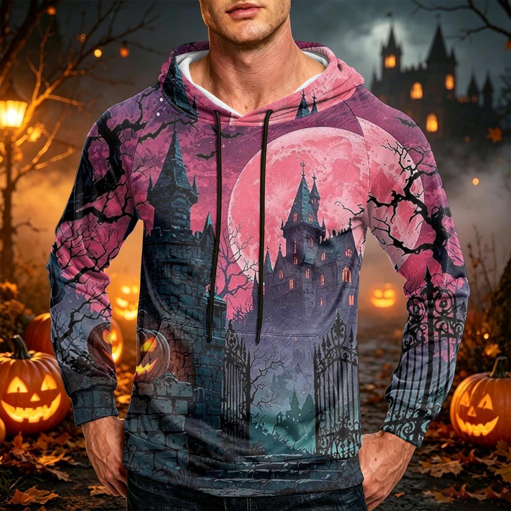 Men's Loose Fit Hoodie with Pocket Drawstring Printed Design for Casual Everyday Wear