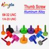 GB835 Colorful Aluminum Flat Head Thumb Screws Knurled Hand Twist Screws UNC 6#-32 1/4-20 Manual Tightening Fastener