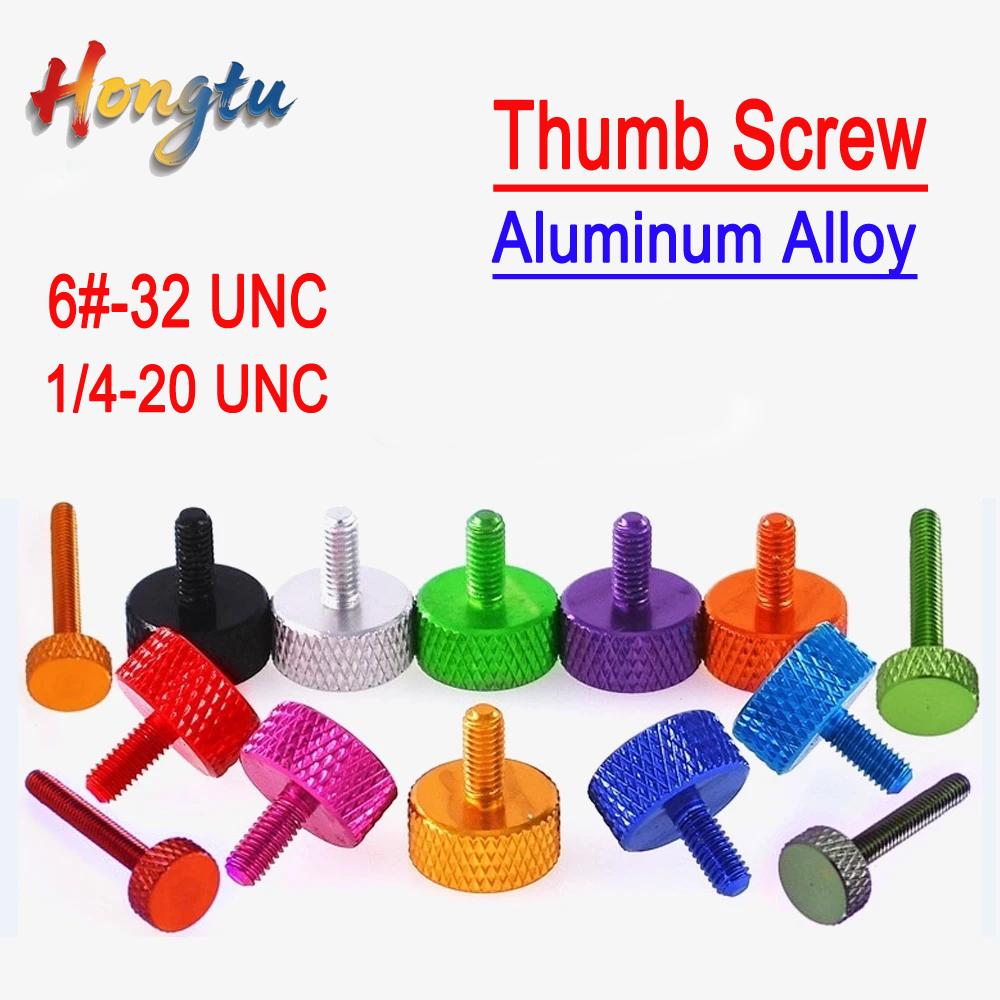GB835 Colorful Aluminum Flat Head Thumb Screws Knurled Hand Twist Screws UNC 6#-32 1/4-20 Manual Tightening Fastener