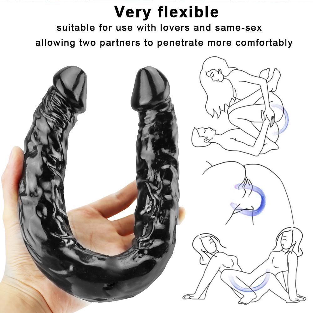 Double Head Dildo Long Realistic Dildo Double Ended Dildo Flexible Penis for Women Masturbator Sex Toys