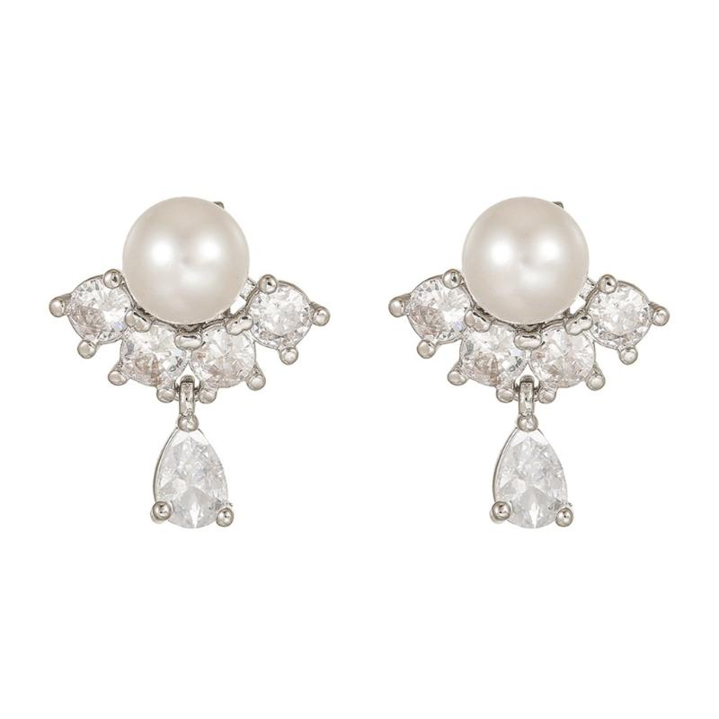 Elegant Pearls Waterdrops Shaped Ear Clip Attachment For FreeClip 1 2 Earbuds Enhancer Coppers Zircons Embellishment