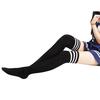 Japanese-style college-style thick cotton black and white striped over-the-knee high socks with three stripes for students