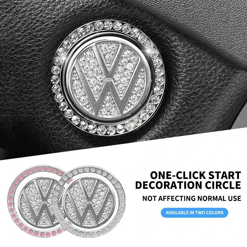 Adesivo Bling per Auto Avvio/Arresto Motore a Un Click Decorazione Cerchio di Strass per Volkswagen VW Scirocco GOLF MK6 Polo Tiguan