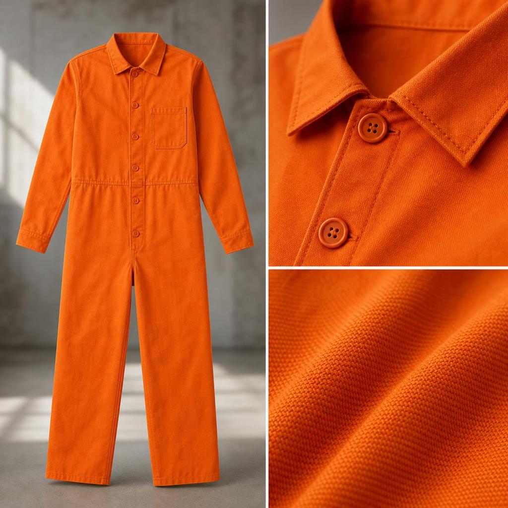 Prison Jumpsuit Orange Prisoner Costume Halloween Uniform for Adults, Cosplay, Theater