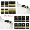 Professional Airline Pilot Uniform Epaulets 1 Pair with 1/2/3/4 Bar and Gold/Silver Nylon Stripes