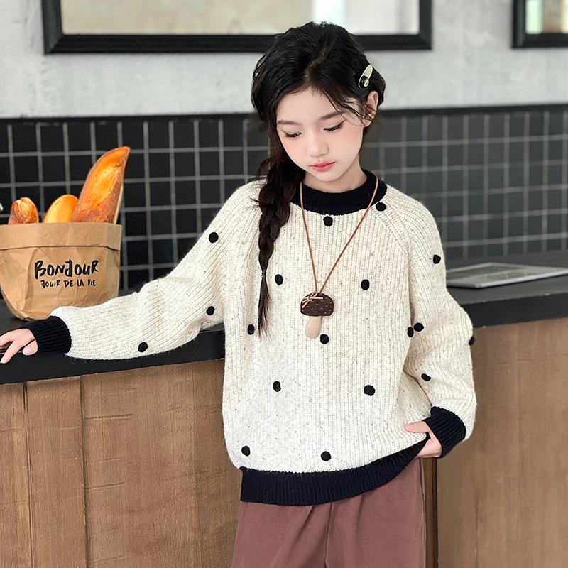 

Свитер толстой вязки для девочек - Осень/Зима, Корейский стиль, Повседневный теплый топ для детей 160 cm чёрный