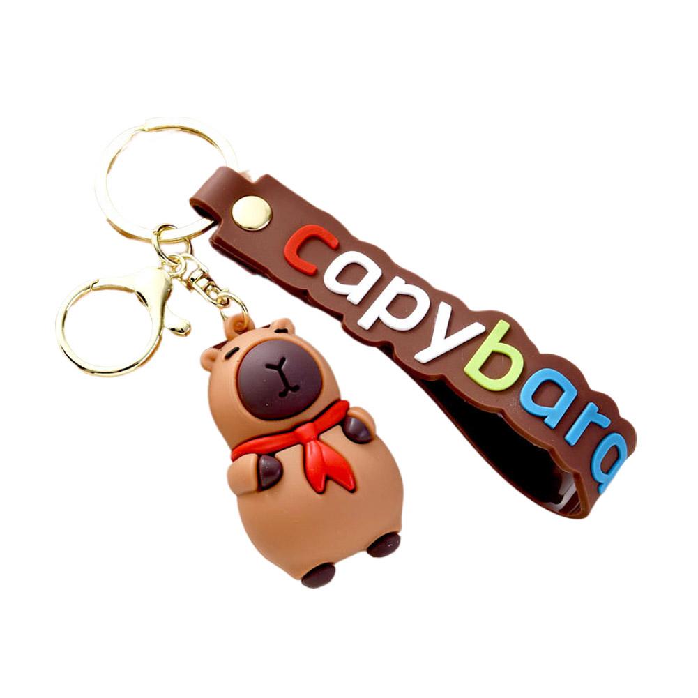 Capybara PVC Pendant Simulation Capybara PVC Keychain Cute With Turtle Anime Keyrings Bag Pendant