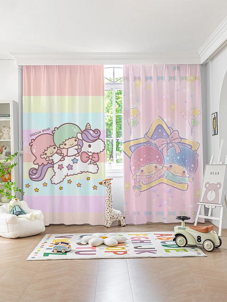 Cute Cartoon Star High Shading Curtain Punched Curtain Children's Room Bedroom Living Room Window Partition Drape Cartoon Style