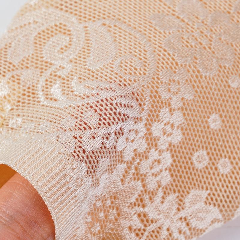1 par kvinner jenter sommer blonder broderte usynlige sokker bomull bunn sklisikker crew sokker