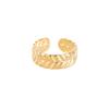 Fashion stainless steel leaf ring French retro opening adjustable ring light luxury finger ring