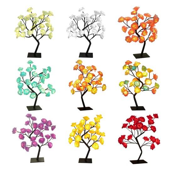 Rose Tree Table Lamp with USB Power Artificial Bonsai Flower Night Light for Bedroom Living Room Wedding Romantic Valentine’s Day Mother’s Day Gift