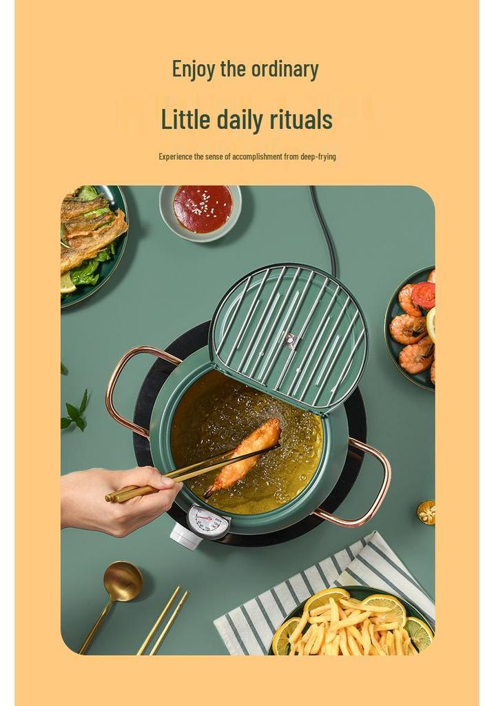 Tempura Frying Pot: Oil-Saving, Temperature-Controlled Mini Deep Fryer