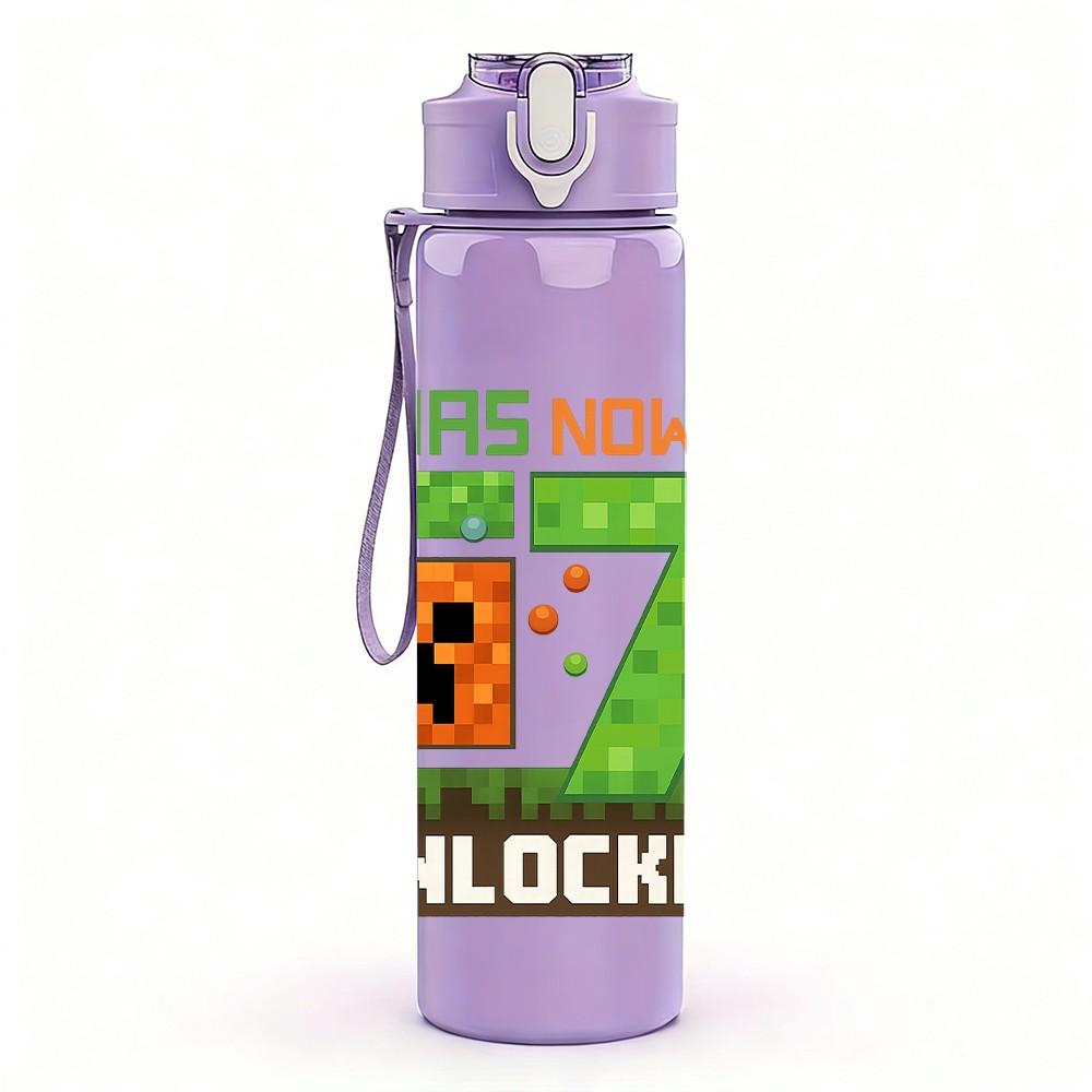 1PC I Was Now Six Seven Unlocked 750ml Color Plastic Sports Water Bottle Leakproof Flip Straw Lid Suitable for Sports Office Home Use