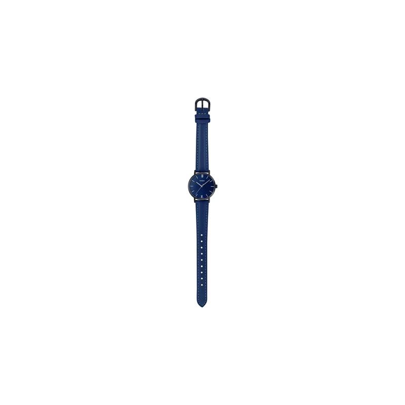Casio STANDARD Serie einfache und modische marineblaue Quarzwerk Lederarmband Japanische und Koreanische Uhr Damenuhr blaues Zifferblatt LTP-VT02BL-2A