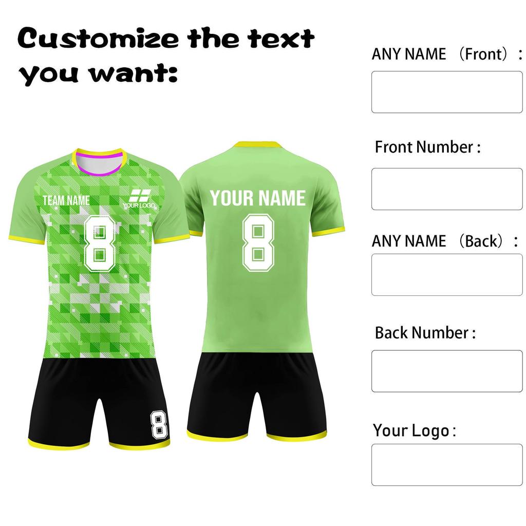 Custom Soccer Jersey Set for Men and Youth Personalized Team Uniforms Quick Dry Sportswear with Number Printing for Training and Matches