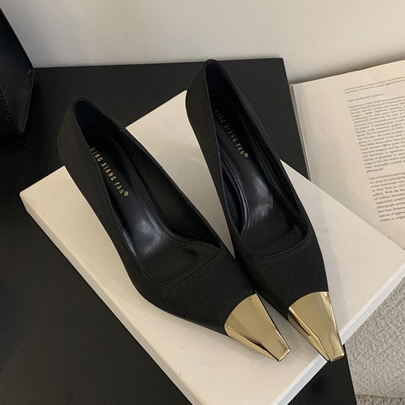 Fashion SUOJIALUN Brand Women Pumps Shoes Fashion Mix Color Ladies Elegant Boat Shoes Pointed Toe Shallow Slip On Thin High Heel Single