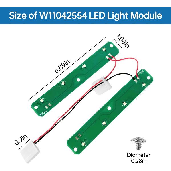 W11042554 Refrigerator LED Light Module Compatible with Whirlpool Maytag Amana Refrigerators, Replaces W11527432 W11101384 W11333374 W11387579 (Does