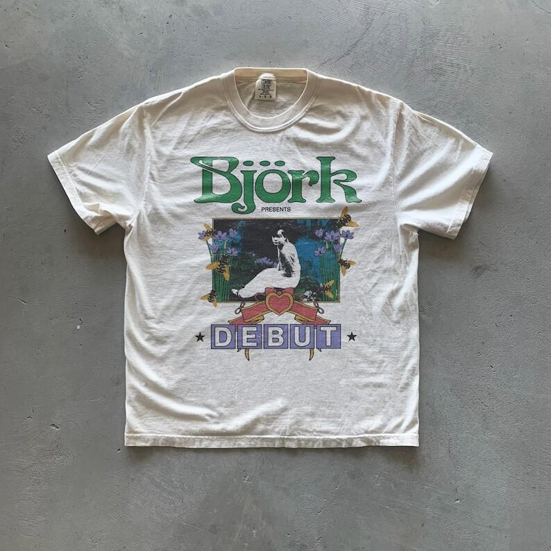 Bjork Shirt Bjork Debut White T-shirt Unisex S5XL Reprint VN4839 S