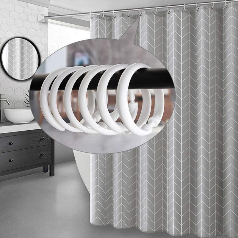 Plastic Shower Curtain Rings,Shower Curtain Hooks,12Pieces O Shape Bathroom Shower Curtain Hooks Easy To Snaps Gift