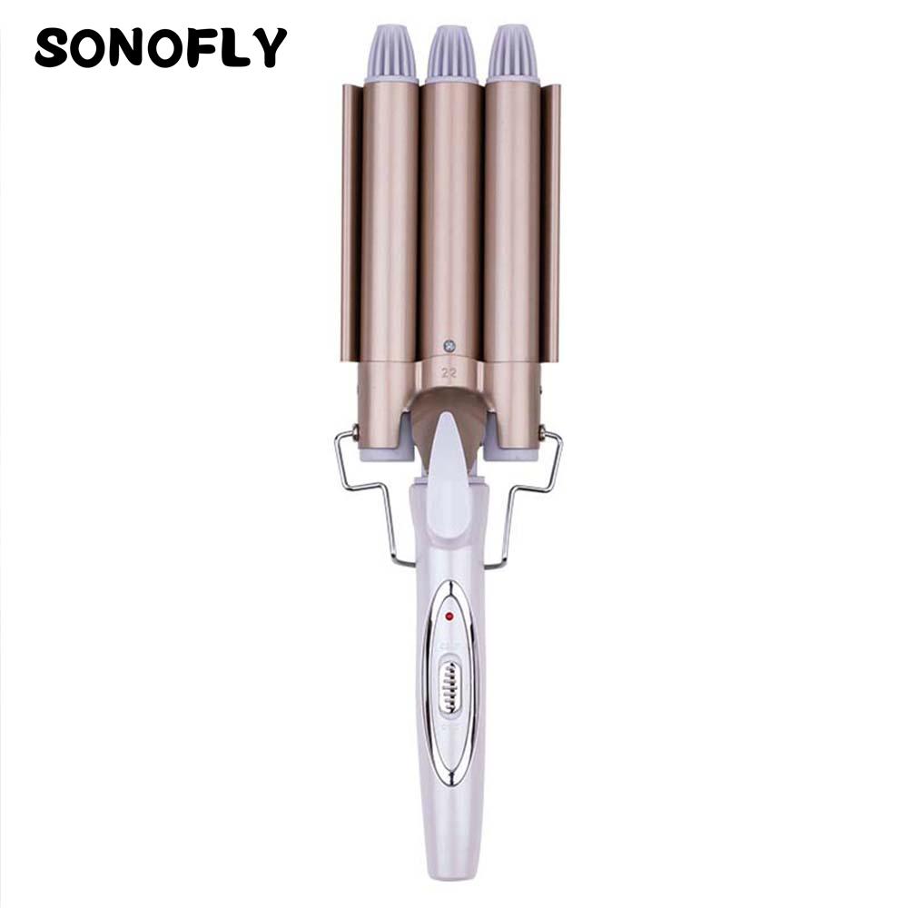 

SONOFLY 22 мм тройной бочонок для завивки волос яичный рулет волнистая прическа профессиональный парикмахерский инструмент женские электрические щипцы для завивки JF-270