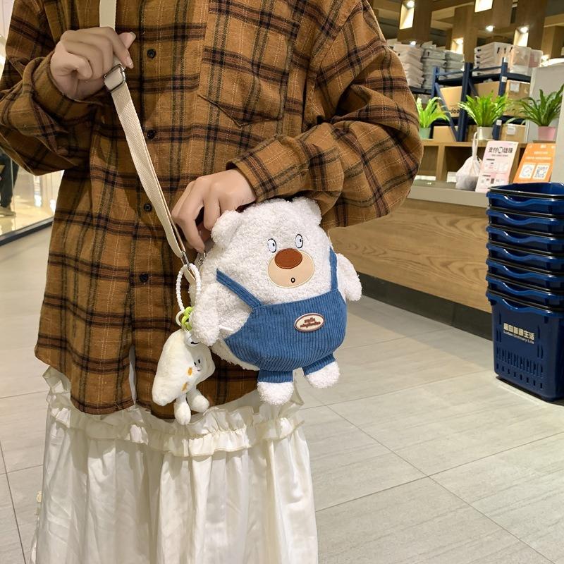 Wind Soft Girl Girl Messenger Bag Mobile Phone Bag Lamb Wool Cute Cartoon Bag