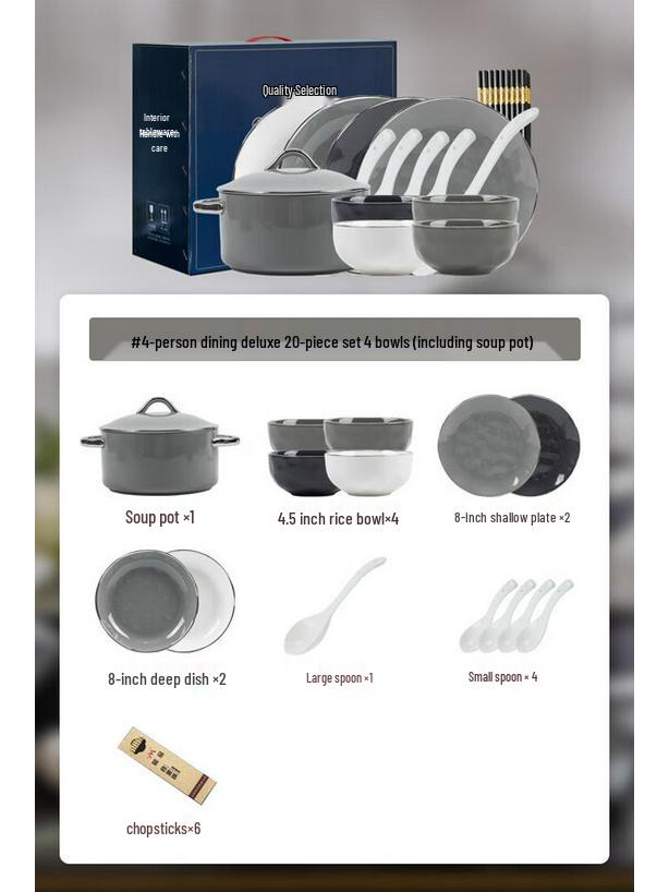 Kangmo 20-Piece Nordic Ceramic Dinnerware Set for 4