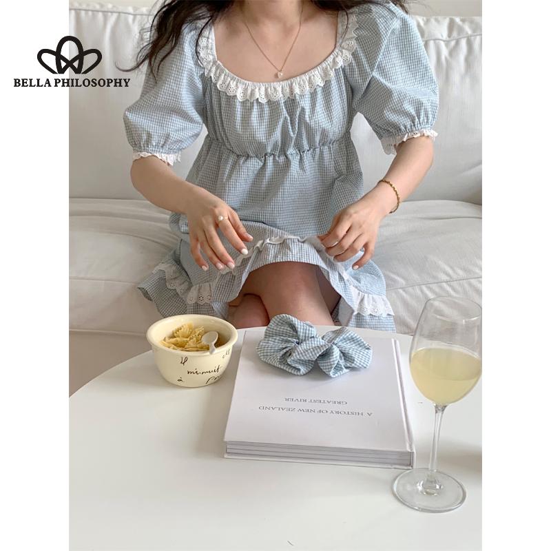 Kostkované pyžamo Lolita Lace Design pro dívky Módní domácí oblečení