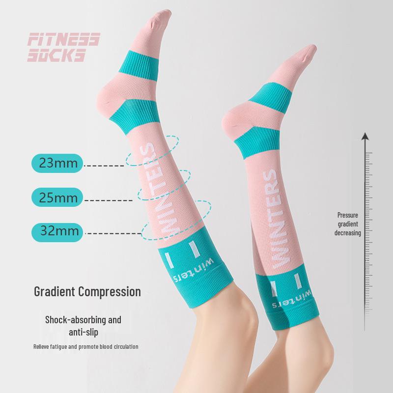 Women's Professional Kinesiology Compression Socks: Over-the-Knee, Ideal for Running, Jump Rope, Marathon, Frisbee, and Fitness