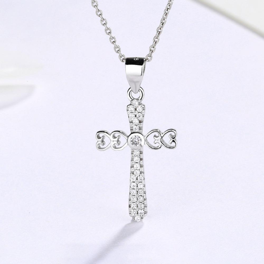 S925 Sterling Silver Cross Pendant Necklace for Women Elegant Minimalist Collarbone Chain