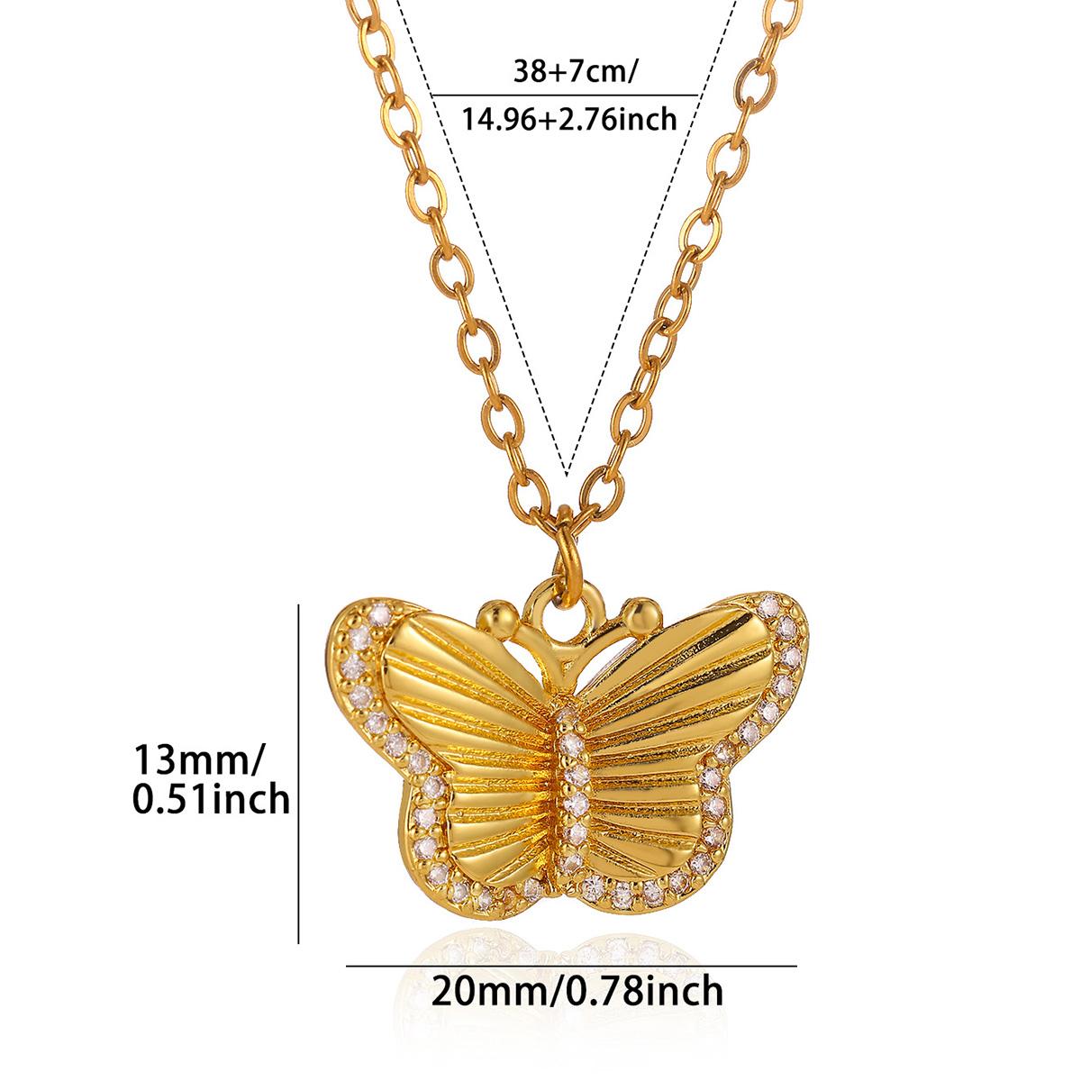 

Elegant Three Y-shaped Butterfly Necklaces for Women 18K Gold-plated Stainless Steel Necklace Wedding Jewelry Party Accessories