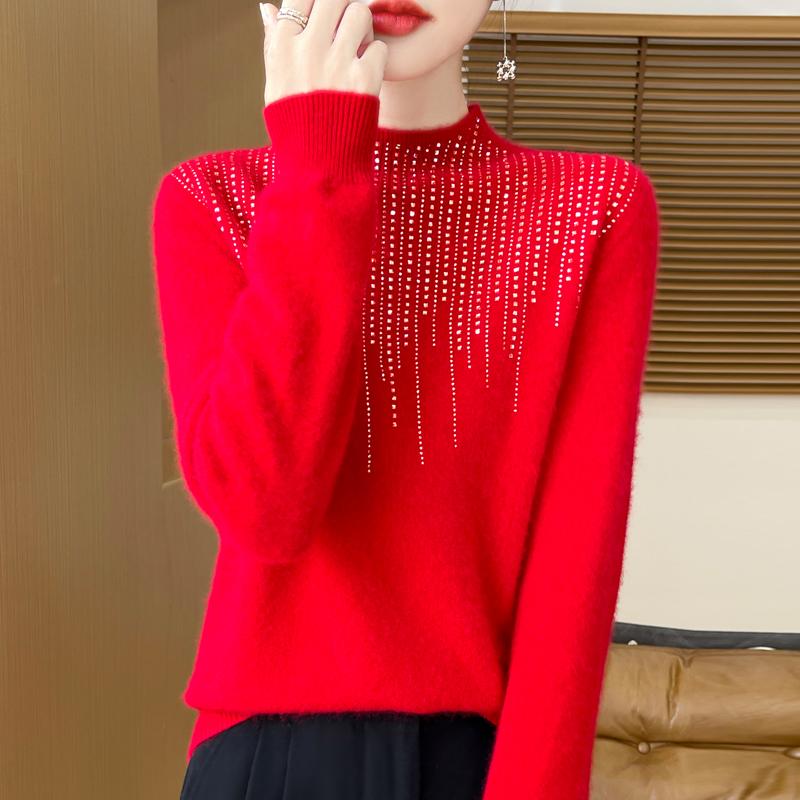 Women's Cashmere Sweater Qinghe Cashmere 30% Cashmere 70% Wool Autumn and Winter Pullover Warm and Fashionable