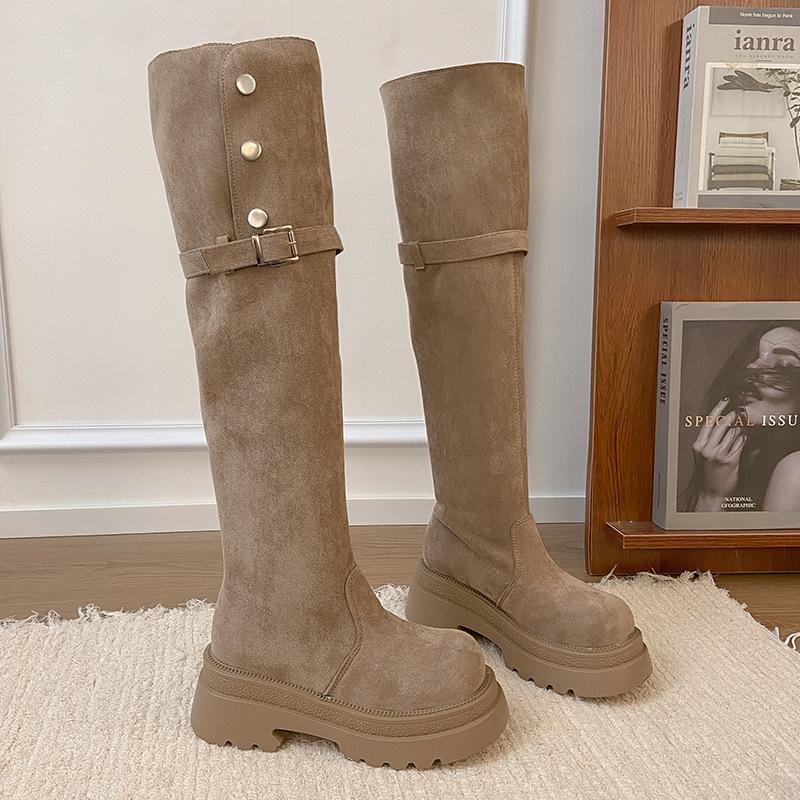 

Популярный ретро-тренд 2025 года на осень и зиму, два вида сапог в стиле вестерн на платформе с откидным верхом, сапоги до колена с толстым каблуком, рыцарские сапоги 40 бежевый