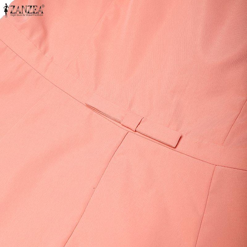 ZANZEA Women Elegant Casual Round Neck Half Sleeve Dress