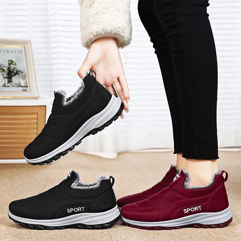 New Women's Non-slip Winter Boots Sports Casual Plush Lined Warm Comfortable Arch Support Non-slip Soft Elastic Cushioning Indoor Outdoor Shoes