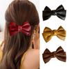 Korean Duckbill Clips PU Leather Women Solid Color Headwear Bow Hairpin Spring Clips Hair Clips