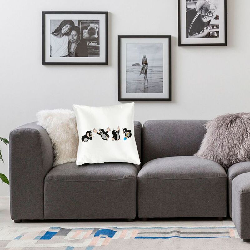 Funny Mole Square Throw Pillow Case Home Decor 3D Double-Sided Printed Cartoon Krtek Little Maulwurf Cushion Cover For Sofa