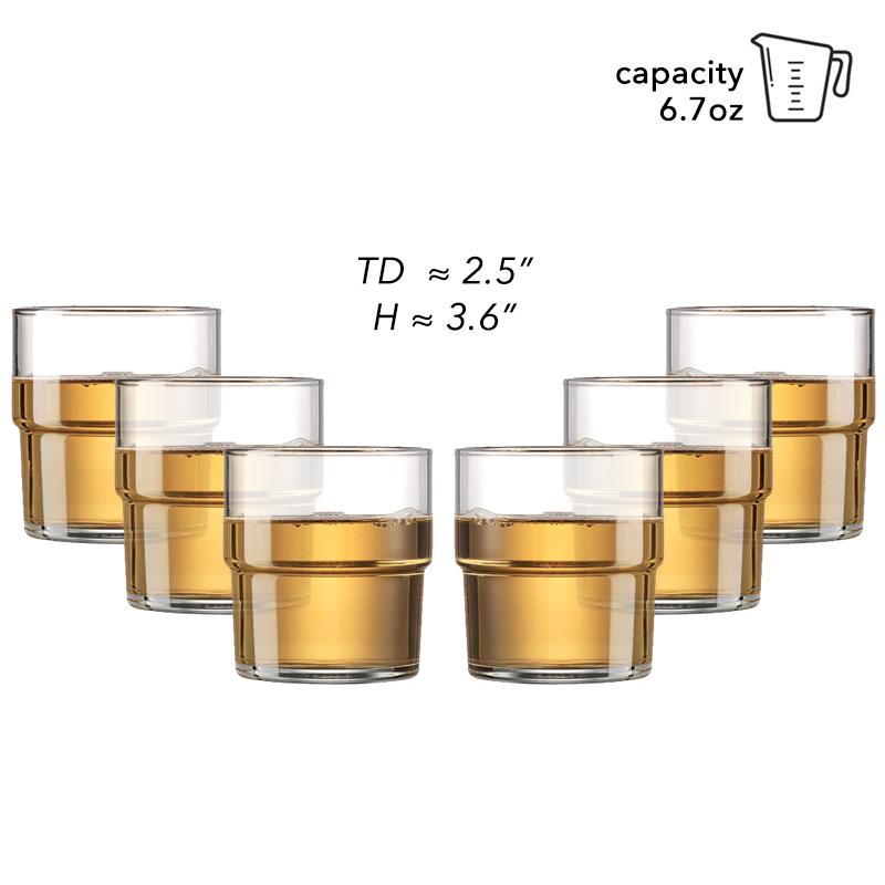 Drinking Glasses,Clear Water Glasses Set of 6,Stackable Drinking Glass Cup Glassware for Milk,Juice,Mojito,Beer,Dishwasher Safe