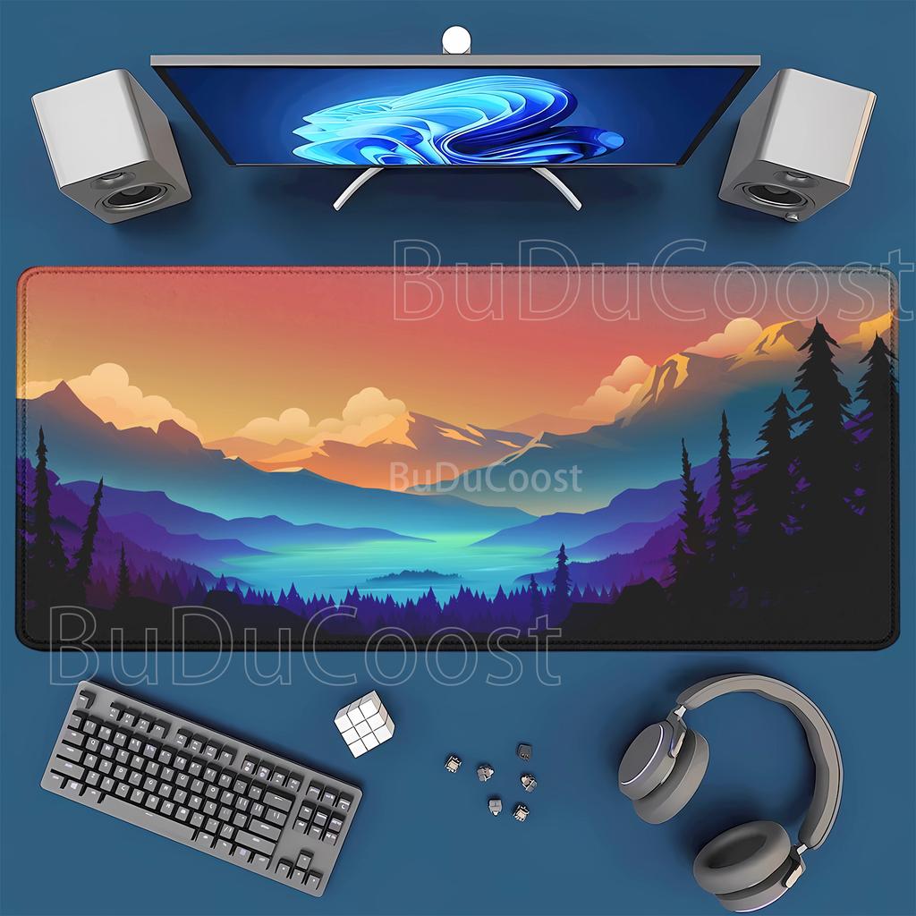 Gaming Mouse Pad Landscape Mountain Sunset Cartoon Rubber HD Printing Scenery Mousepad XXL Keyboard Overlock Xmm Desk Mat