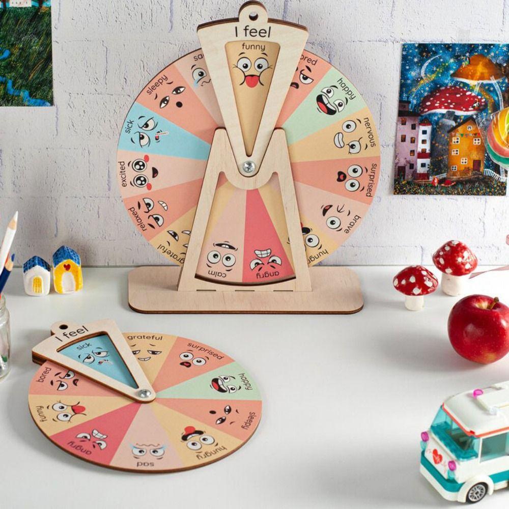 Toddler-Friendly Cartoon Expression Spinner Wheel Unique Feelings Chart Ornaments  Home Decor